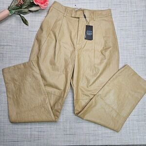NWT Rails Revolve JO Straight Pant Cafe Faux Leather Pleated Pants Size 6‎
